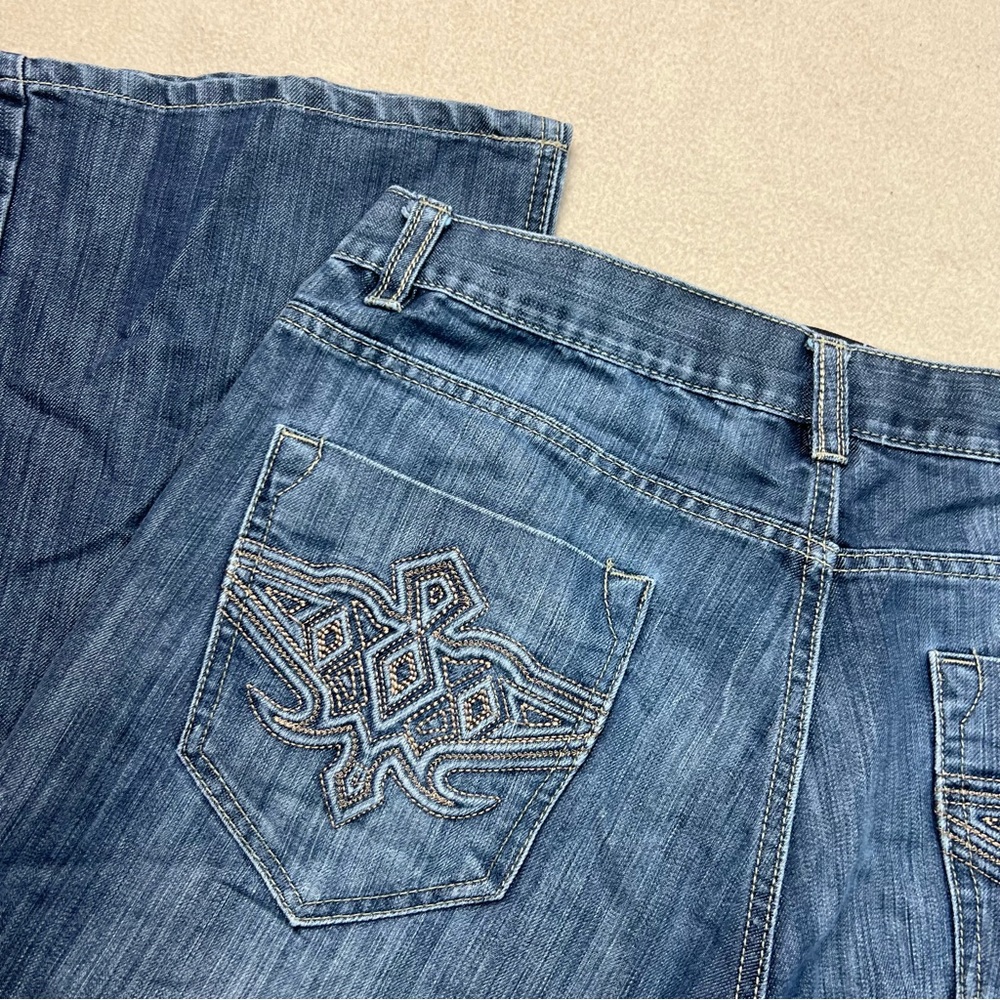 Avirex Jeans Men 36x32 Dark Wash Embroidered Y2K Style Baggy Vtg 2000s 36x30 Act - Picture 10 of 10